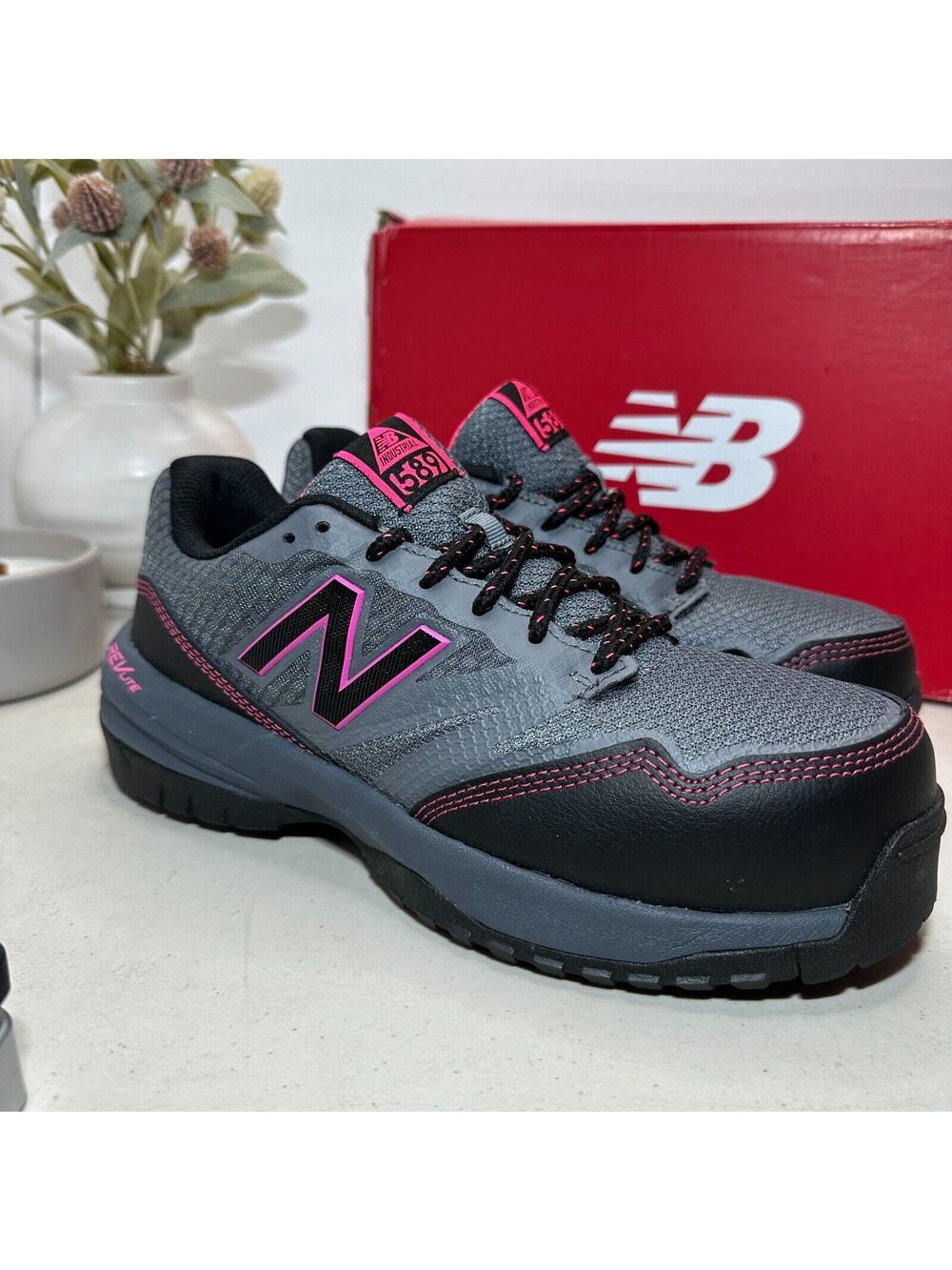 New Balance 589V1 Industrial Slip Resistant Composite Toe Shoe Gray Women 8 NWB